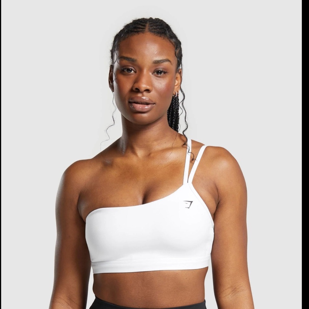 Gymshark White Asymmetric Sports Bra